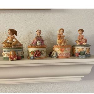 Lot 4 Pink Ballerina Trinket Box Jewelry Storage Keepsake Cracker Barrel 4" Tall